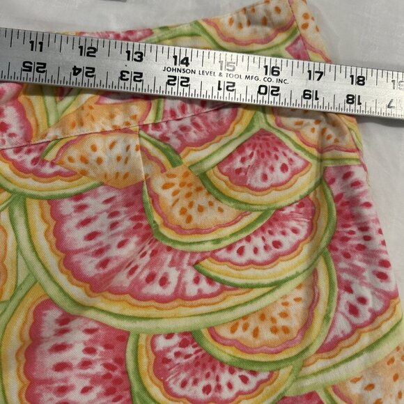 Talbots Womens Capri Pants XL Watermelon Print Pink Green Yellow - Picture 6 of 8